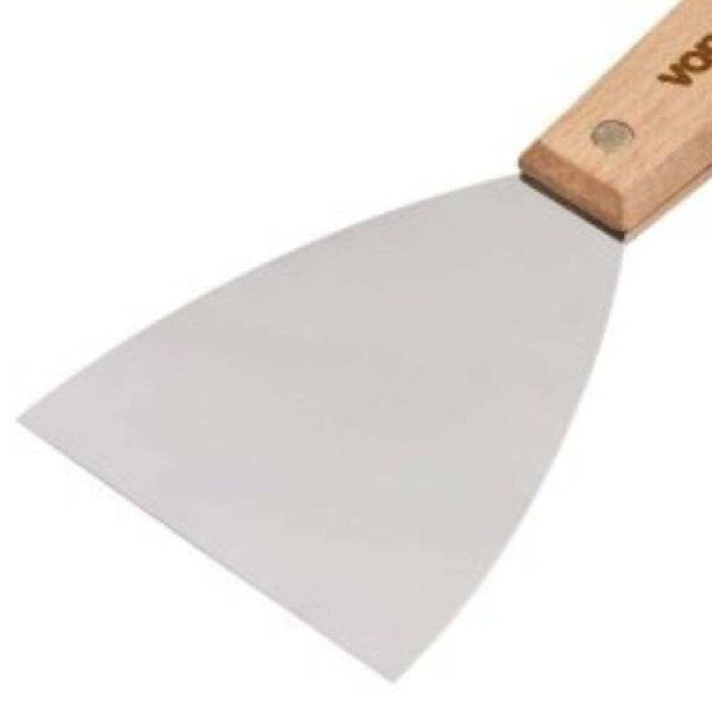Espátula Aço Inox Lisa 10cm Com Cabo de Madeira Vonder