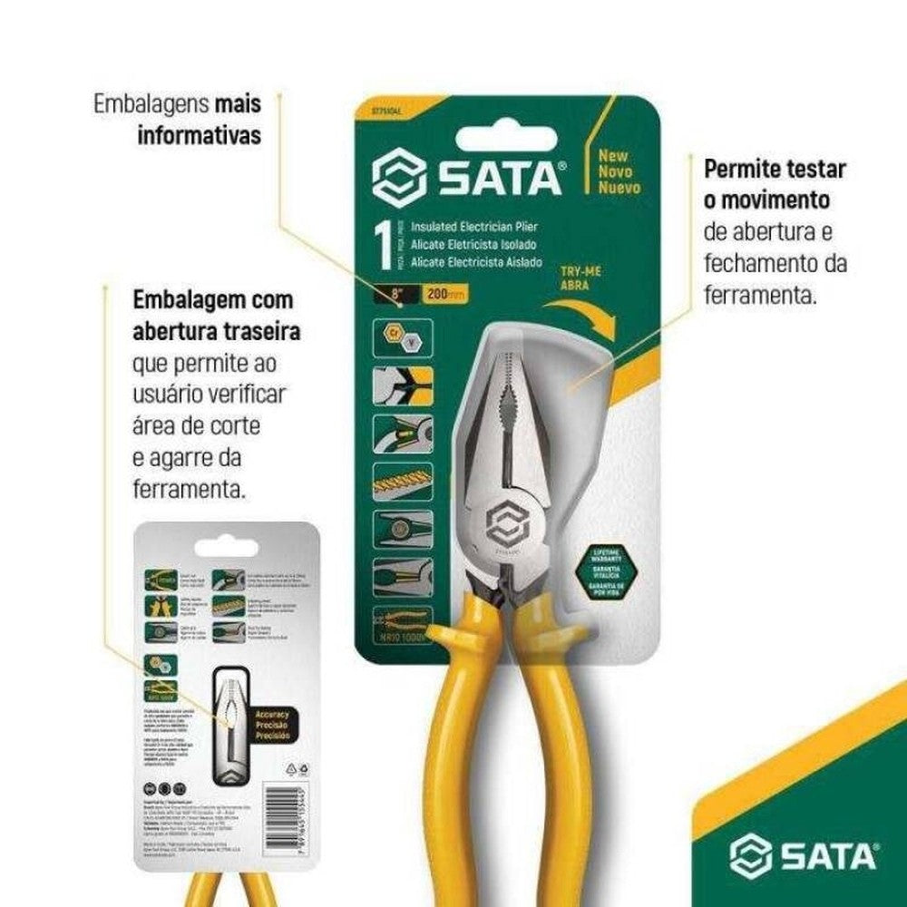 Alicate Eletricista 8" ST75104L Sata