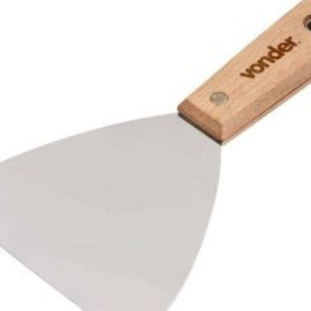 Espátula Aço Inox Lisa 12cm Com Cabo de Madeira Vonder