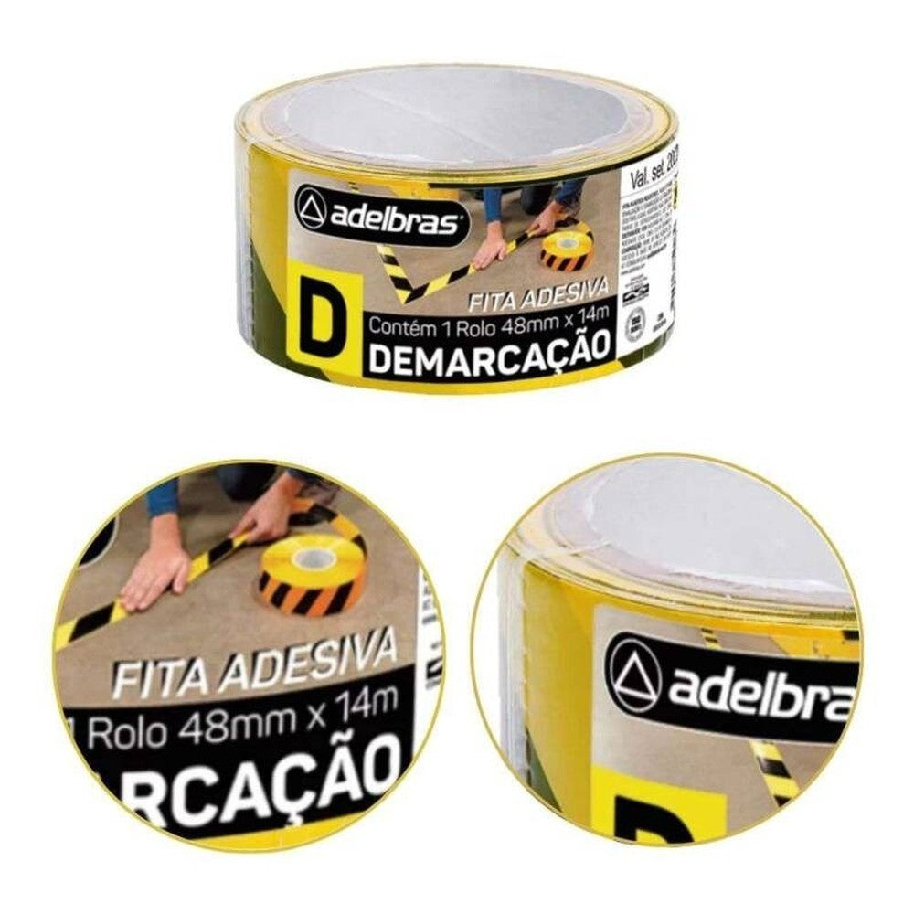 Fita Demarcação de Solo 48mmx14m AmarelaPreta Adelbras