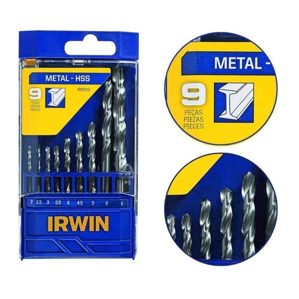 Jogo de Brocas Aço Rápido 2mm à 8mm 9 Peças Irwin