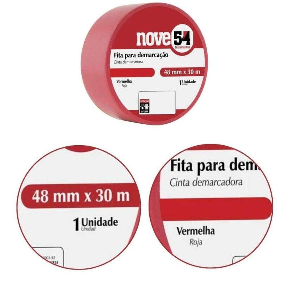 Fita Demarcação de Solo 48mmx30m Vermelha Nove54