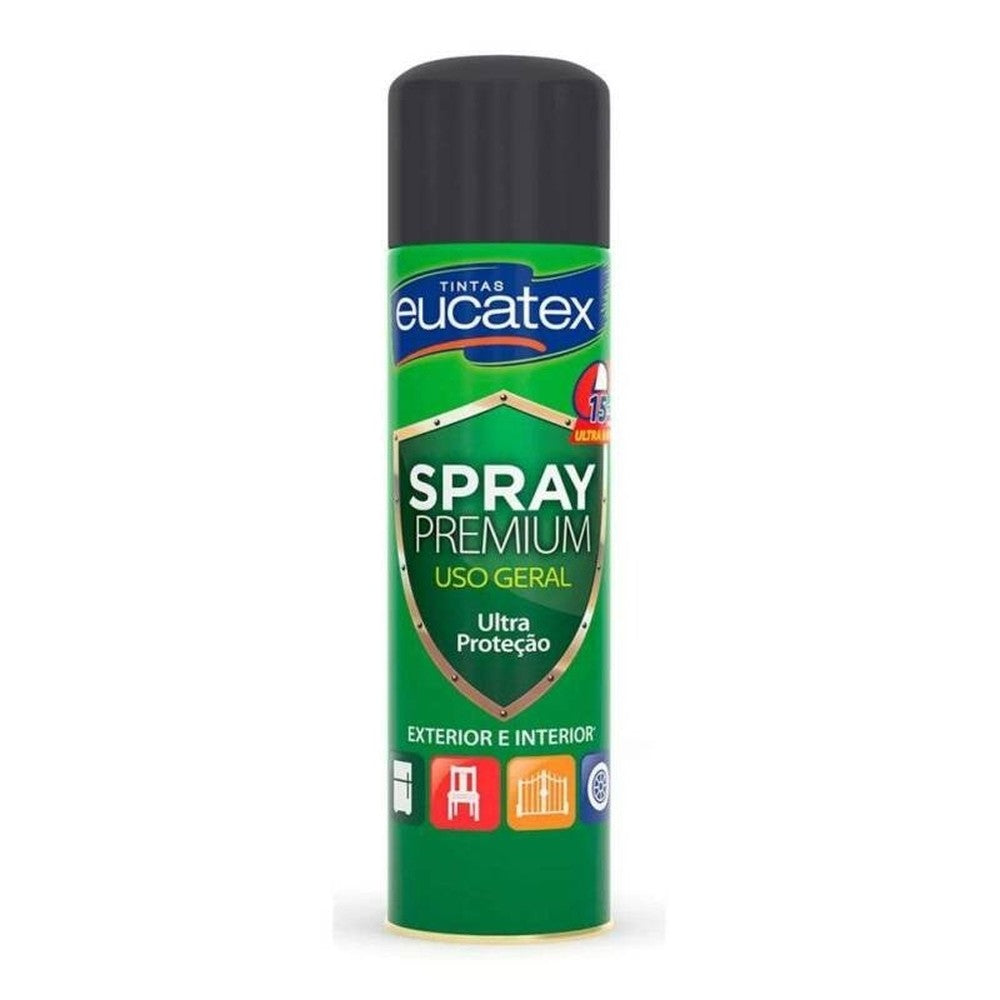 Spray Multiuso Premium Brilhante Eucatex 400ml Preto
