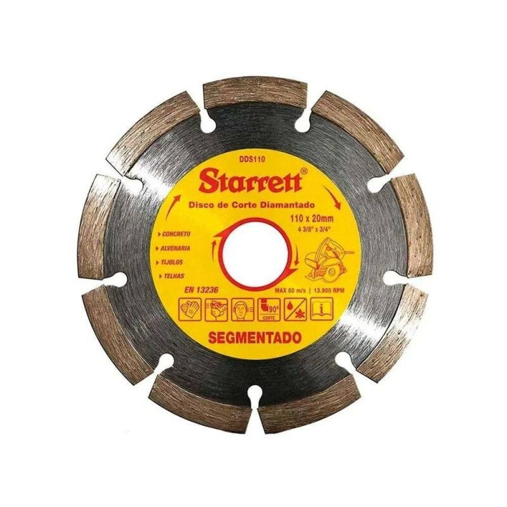 Disco de Corte Diamantado Segmentado 110x20mm DDS110 Starret