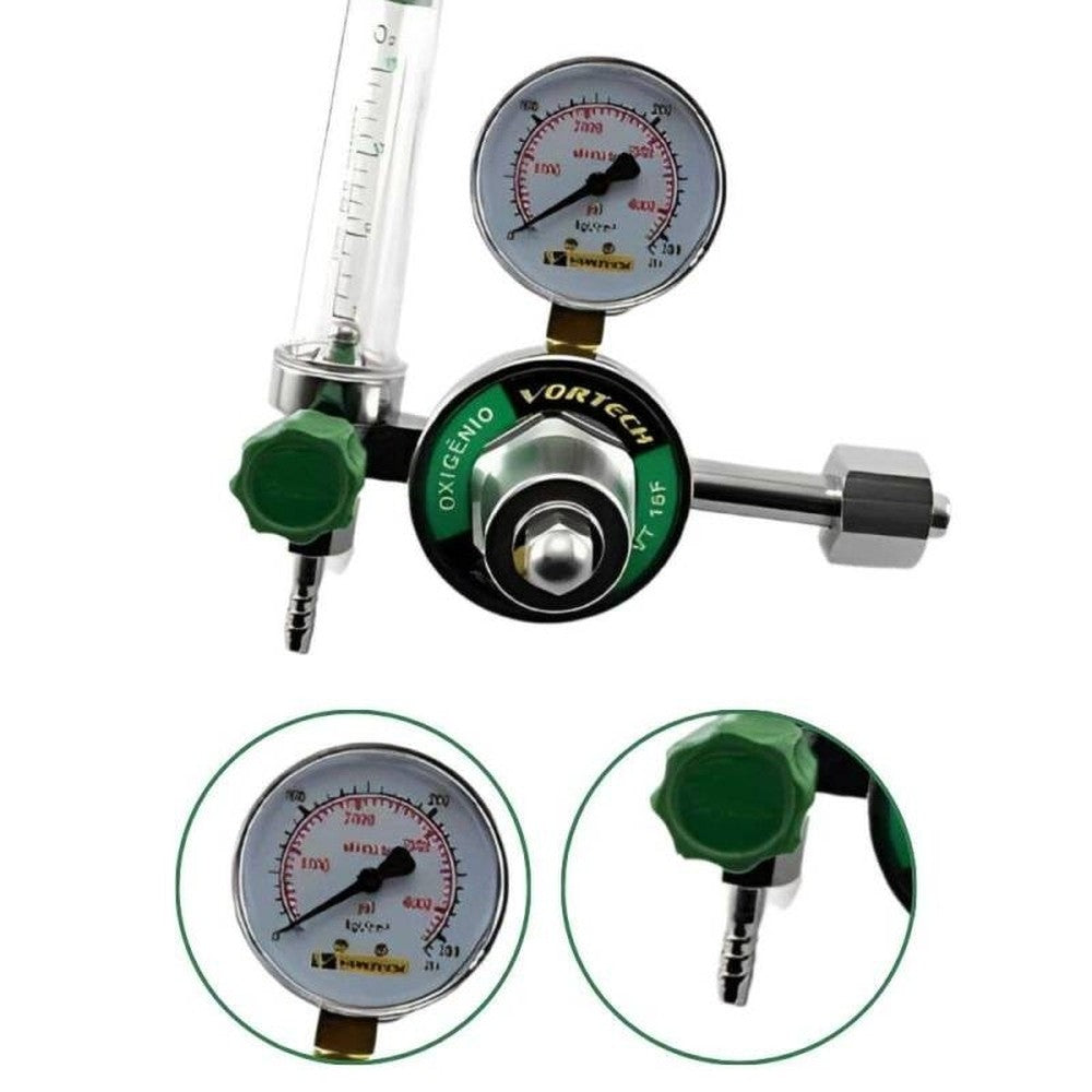 Regulador de Pressão VT-15F Oxigênio Fluxômetro Vortech