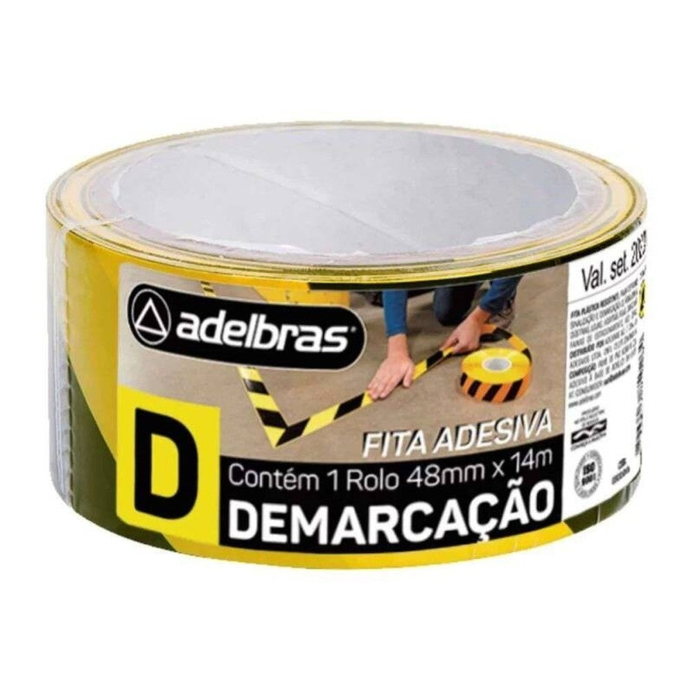 Fita Demarcação de Solo 48mmx14m AmarelaPreta Adelbras