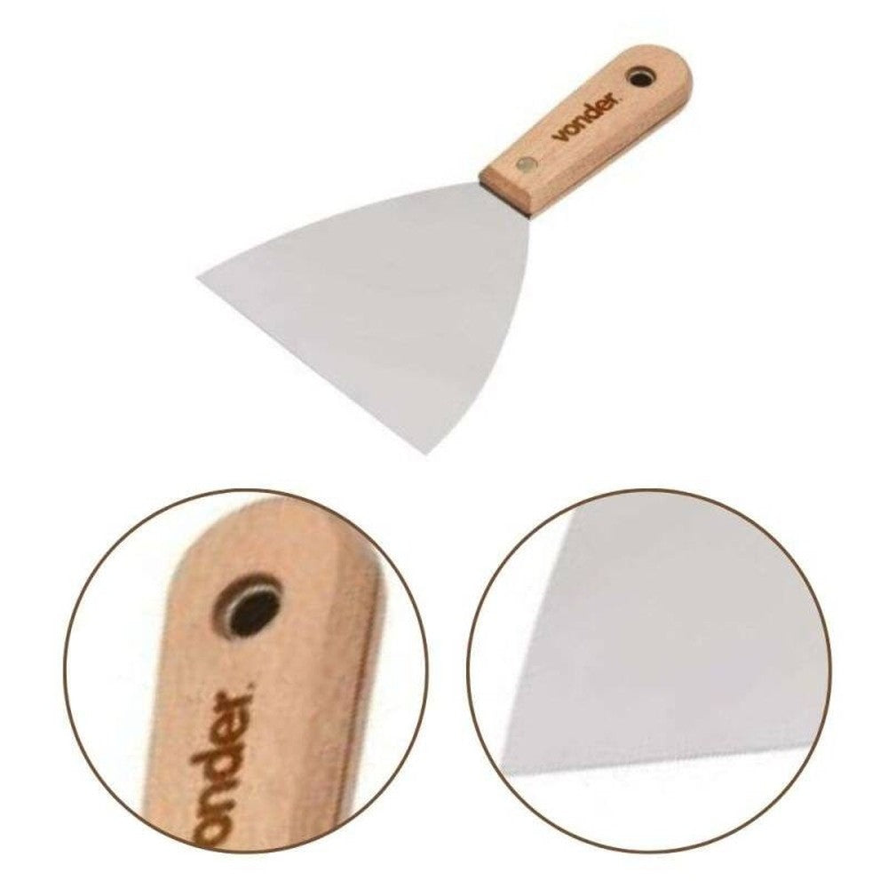 Espátula Aço Inox Lisa 12cm Com Cabo de Madeira Vonder