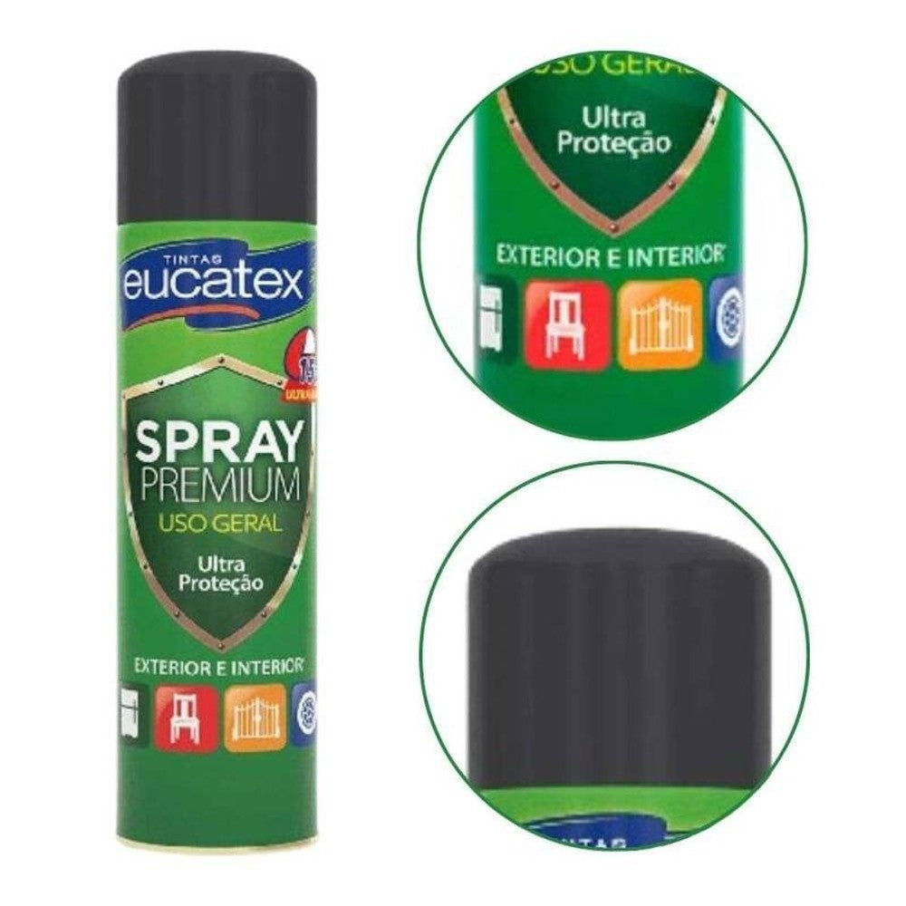 Spray Multiuso Premium Fosco Eucatex 400ml Preto