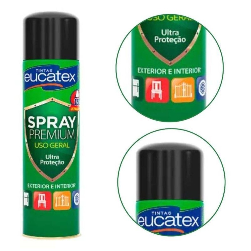 Spray Alta Temperatura Premium Fosco Eucatex 400ml Preto