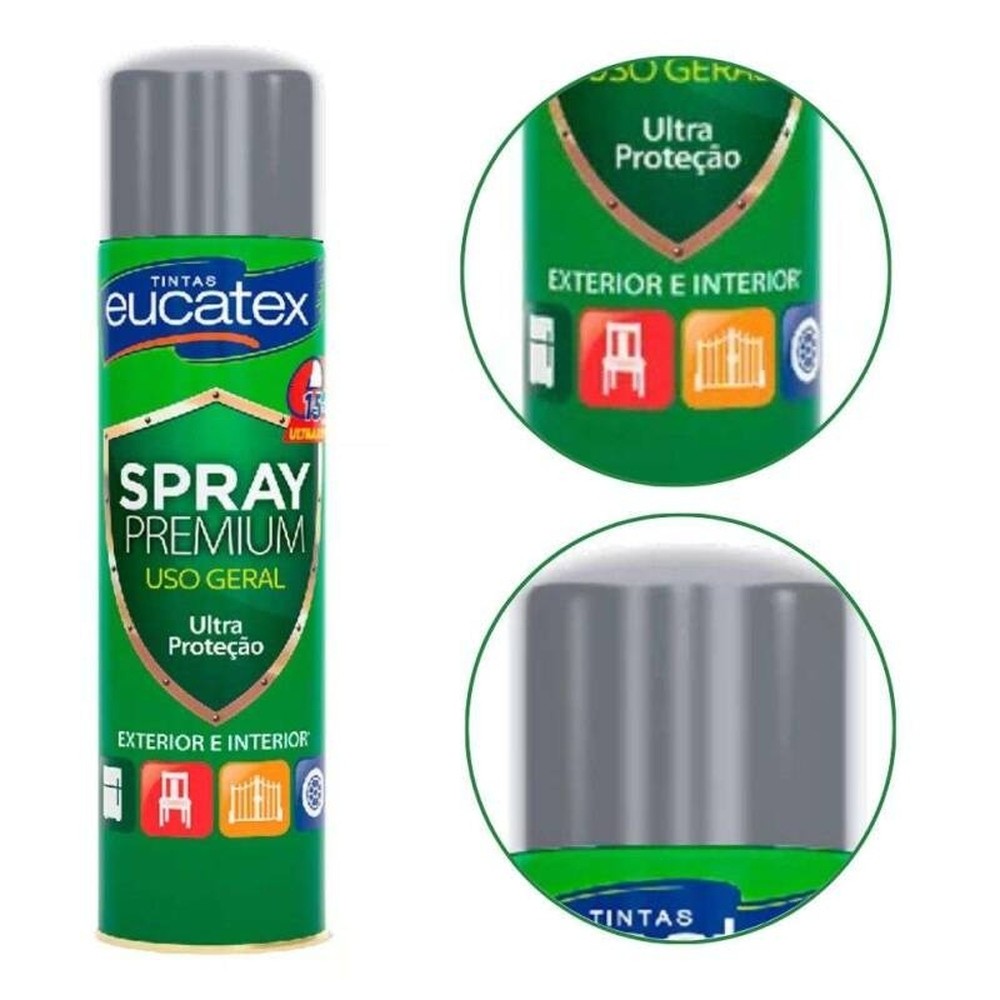 Spray Alta Temperatura Premium Metálica Eucatex 400ml Alumí