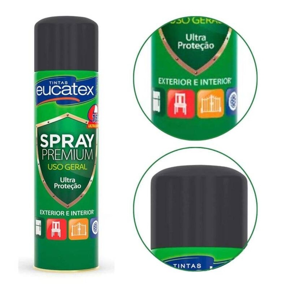 Spray Multiuso Premium Brilhante Eucatex 400ml Preto