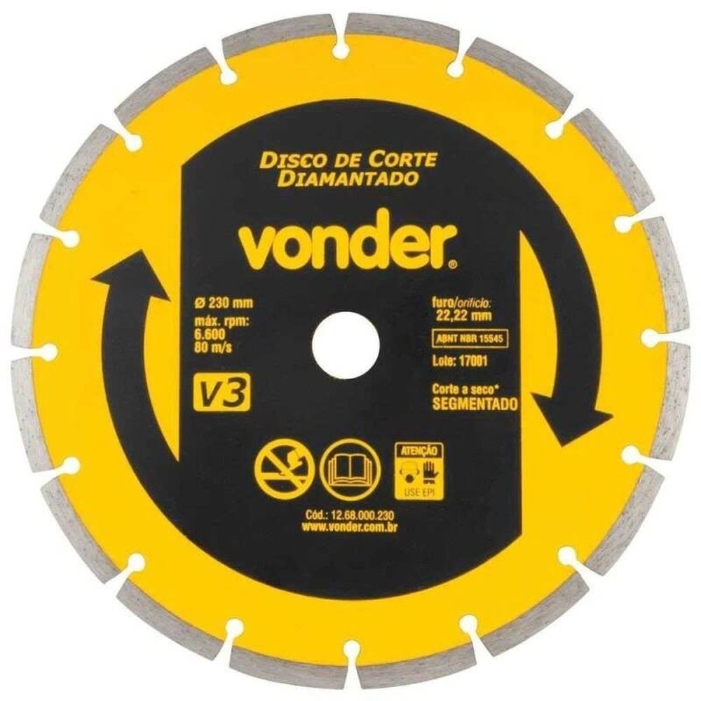 Disco de Corte Diamantado Segmentado 180mm V3 Vonder