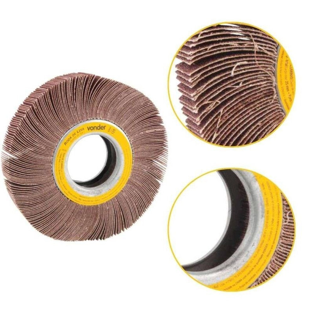 Roda de Lixa 150mm x 25mm Sem Haste Grão 120 Vonder