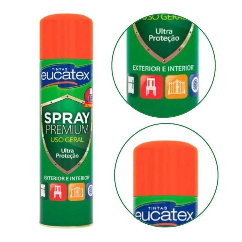 Spray Multiuso Premium Brilhante Eucatex 400ml Laranja