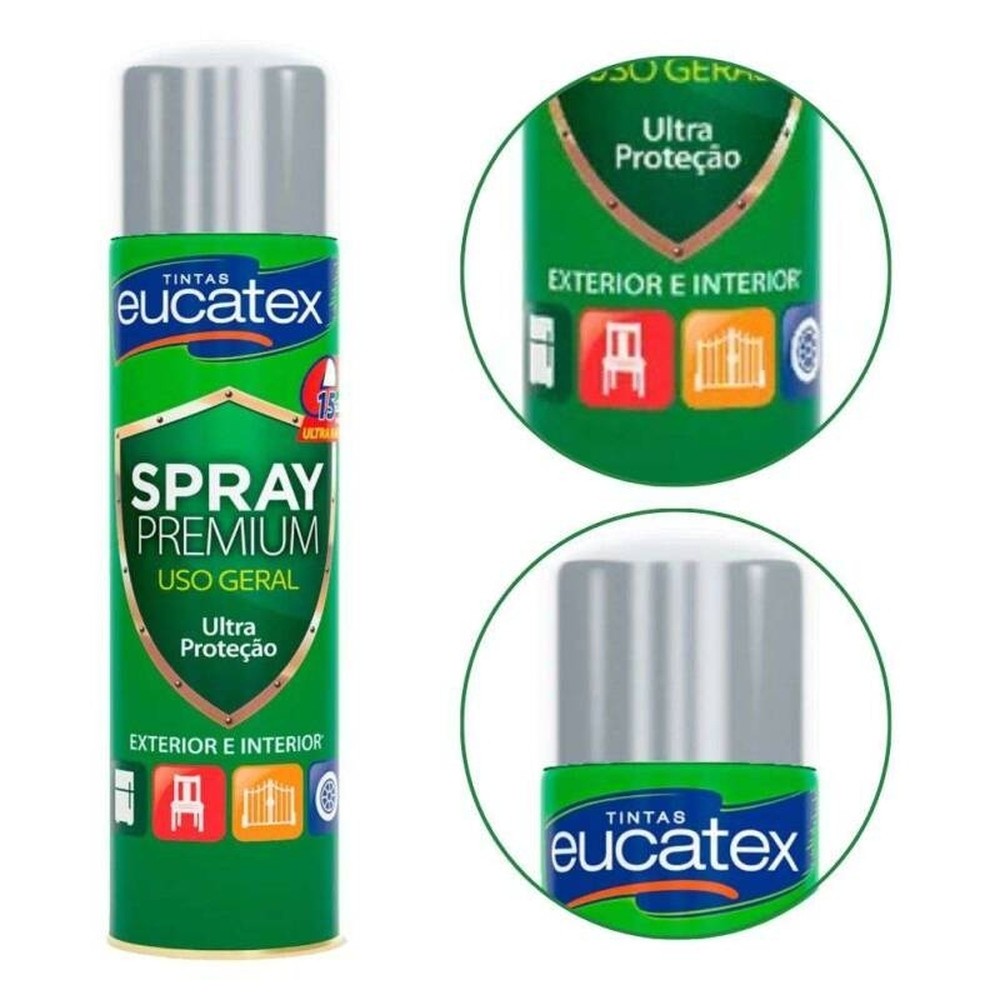 Spray Metalizada Premium Eucatex 400ml Prata