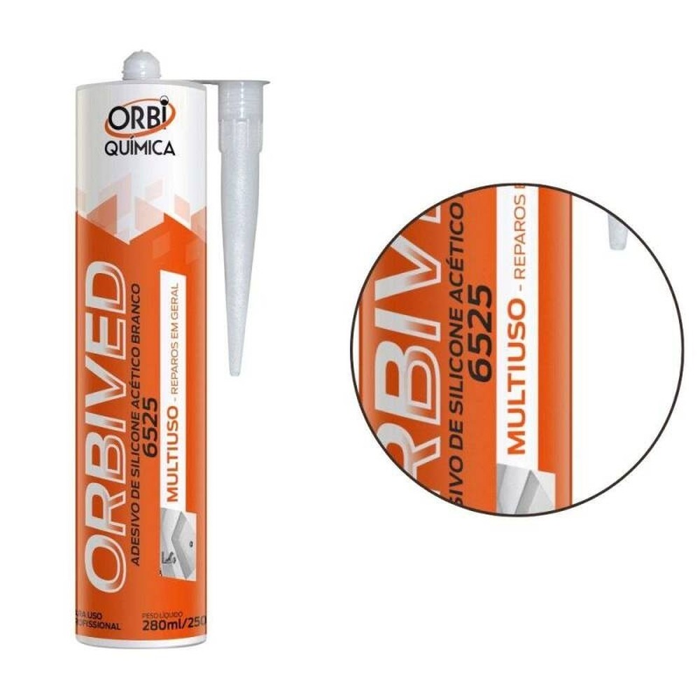 Silicone Acético Branco 250 Gramas Orbi