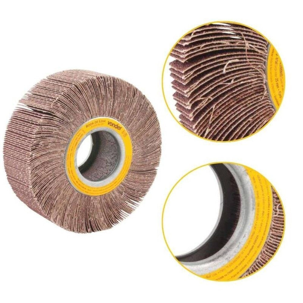 Roda De Lixa 150mm x 50mm Sem Haste Grão 120 Vonder