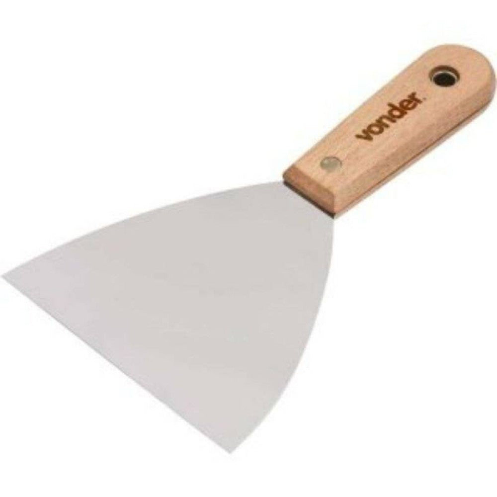 Espátula Aço Inox Lisa 12cm Com Cabo de Madeira Vonder