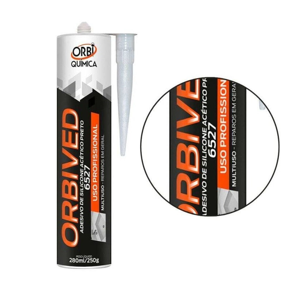 Silicone Acético Preto 250 Gramas Orbi