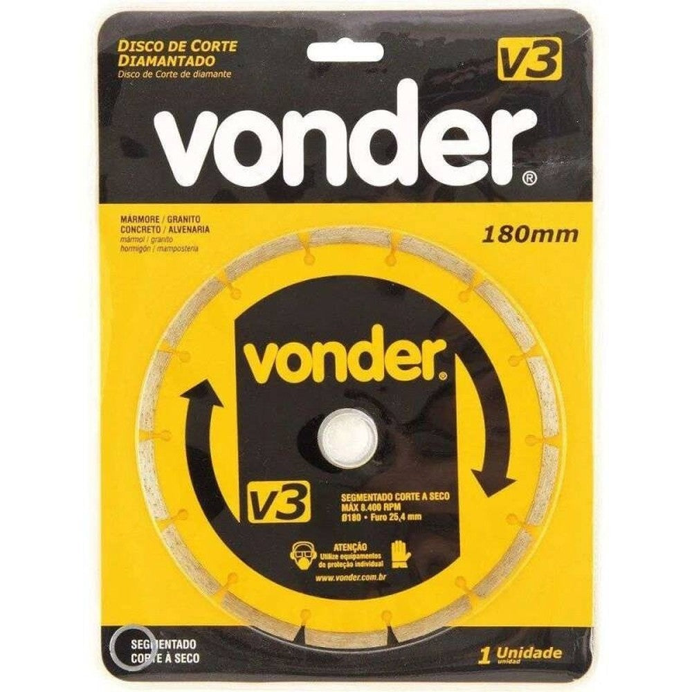 Disco de Corte Diamantado Segmentado 180mm V3 Vonder
