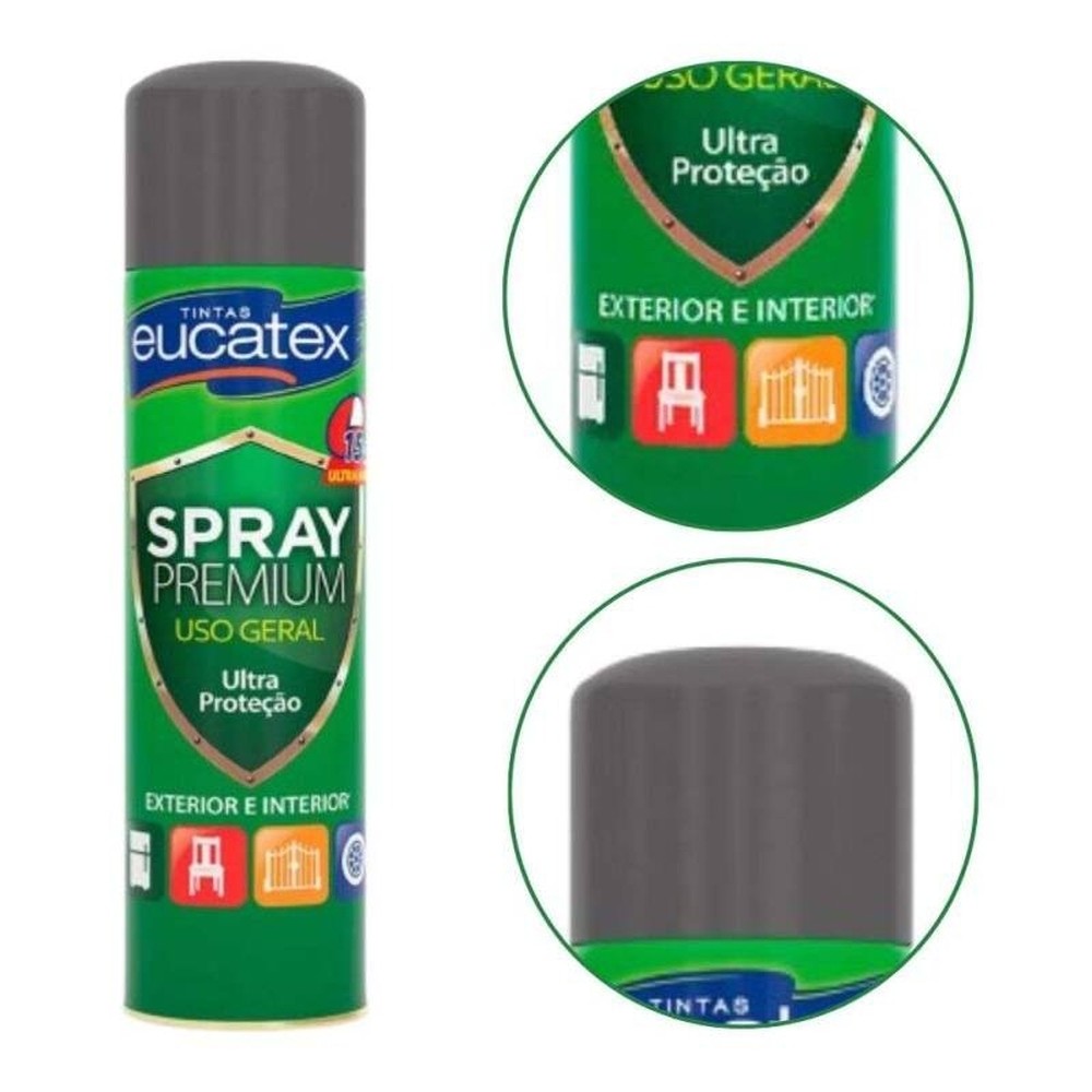 Spray Multiuso Premium Brilhante Eucatex 400ml Grafite
