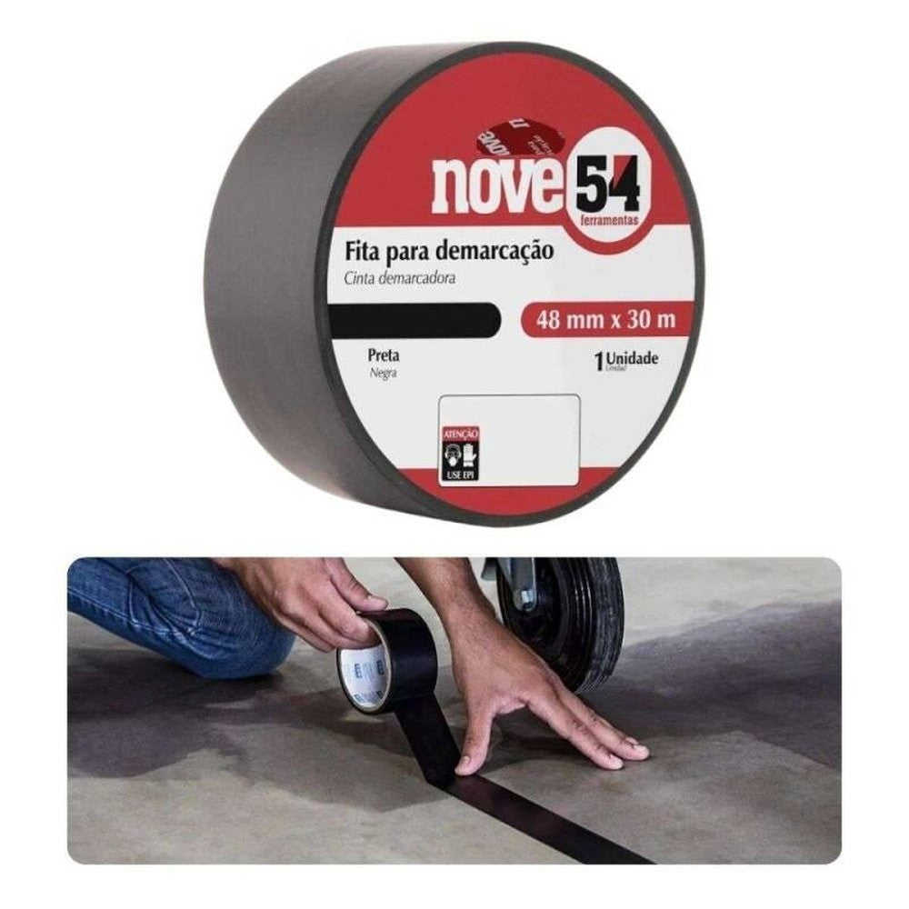 Fita Demarcação de Solo 48mmx30m Preta Nove54