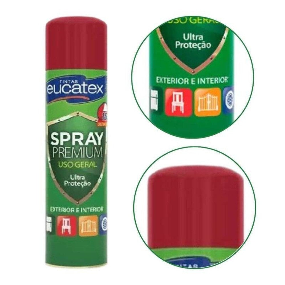 Spray Multiuso Premium Brilhante Eucatex 400ml Vermelho